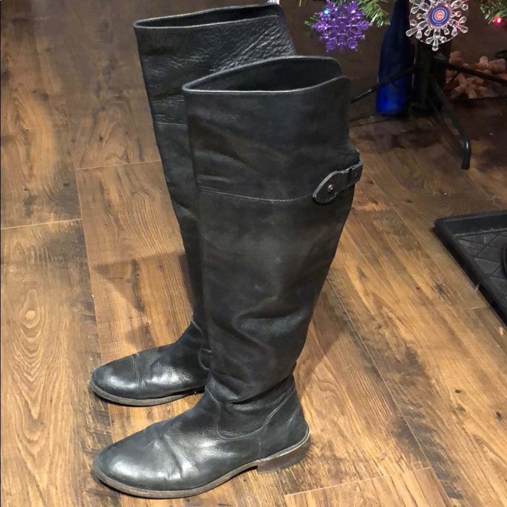 Frye Shirley Over-the-Knee Black Leather Boots